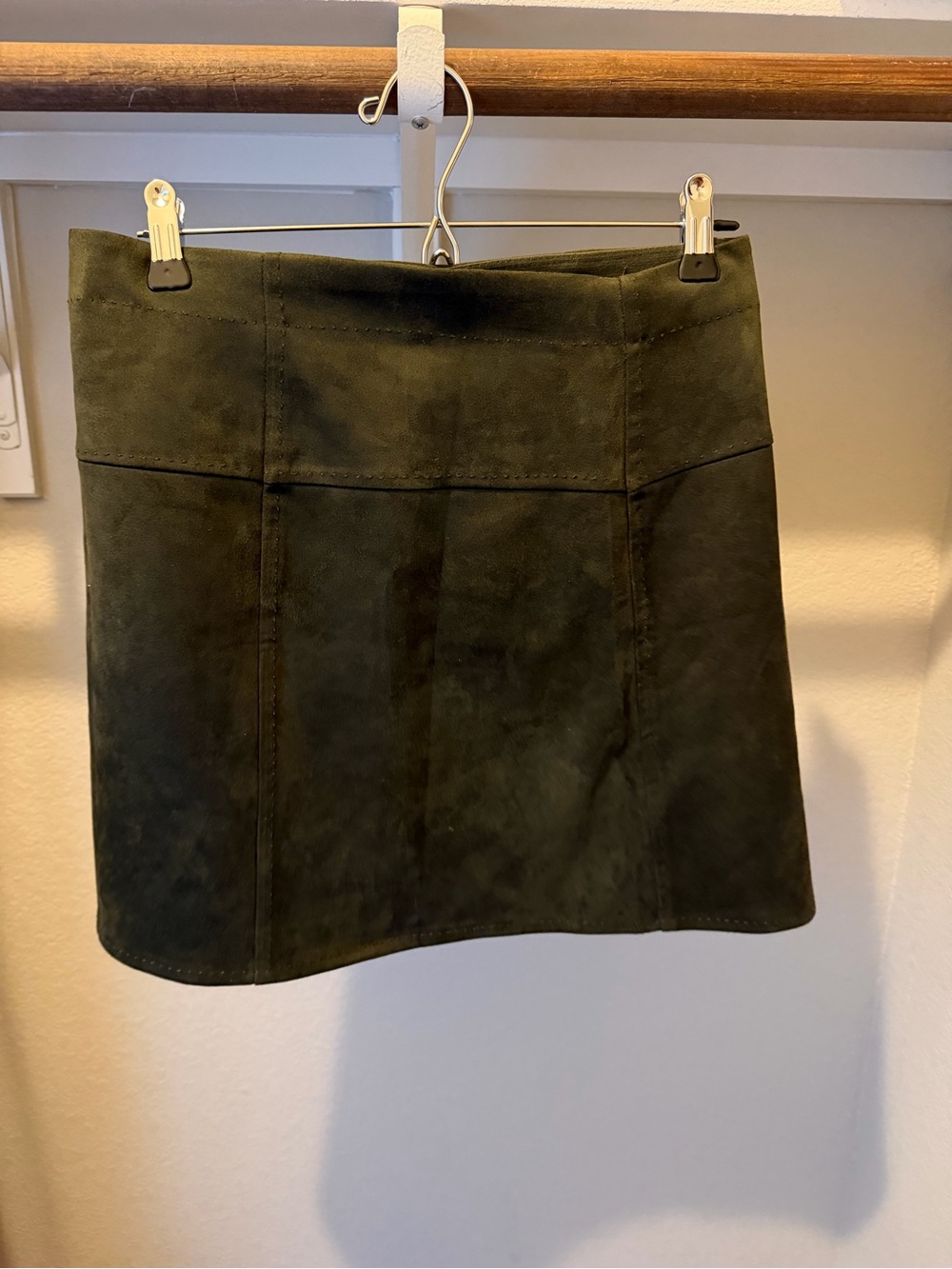Max Studio Dark Olive Suede Mini Skirt
